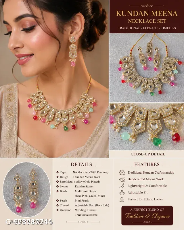 This Karatcart gold-plated Polki Kundan choker set features geometric stone settings accented with multi-colored enamel beads.
