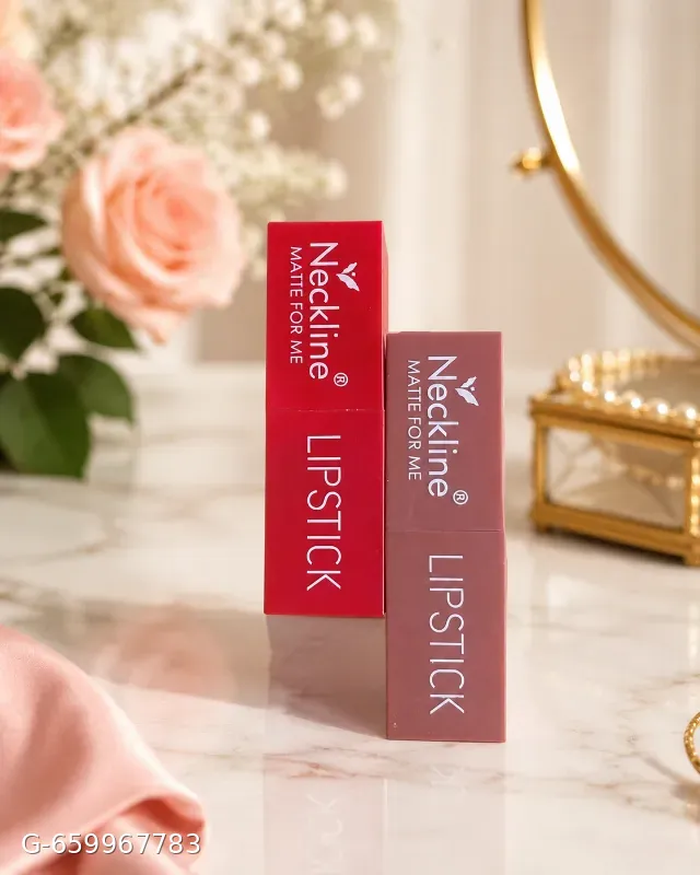 These are Neckline Matte For Me lipsticks, featuring a matte finish and available in sets of 2 versatile shades.