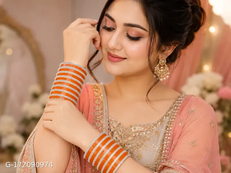Daily wear mini chuda orange colour