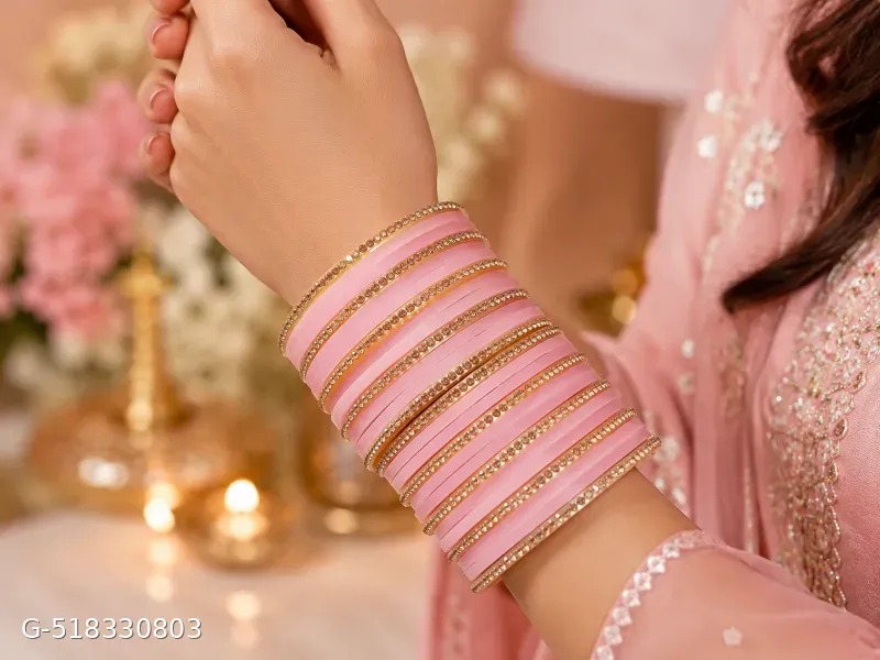 Daily wear mina pink chuda set