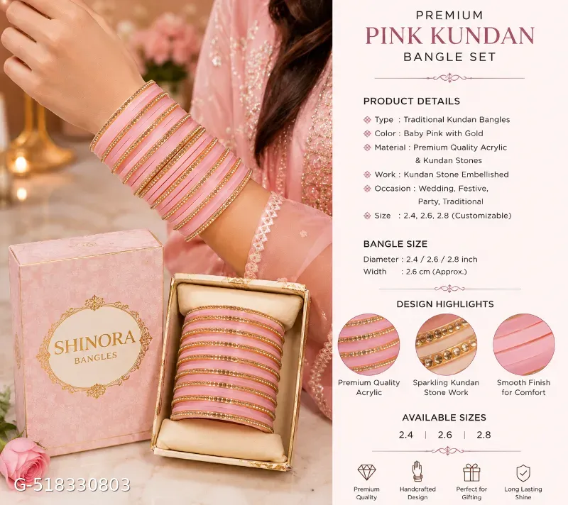 Daily wear mina pink chuda set
