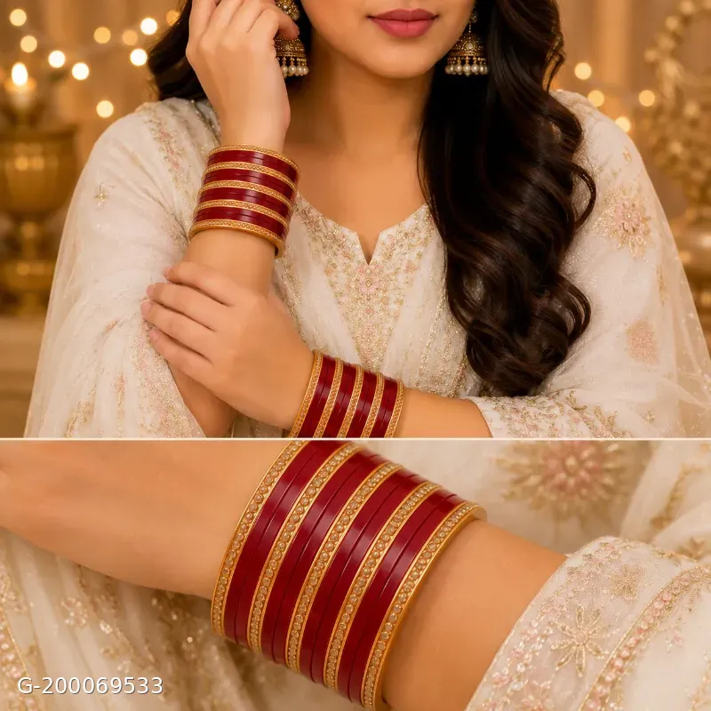 Daily wear mini chuda set deep mahroon colour