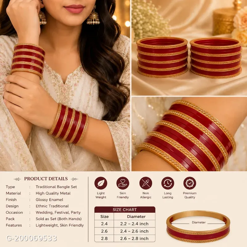 Daily wear mini chuda set deep mahroon colour