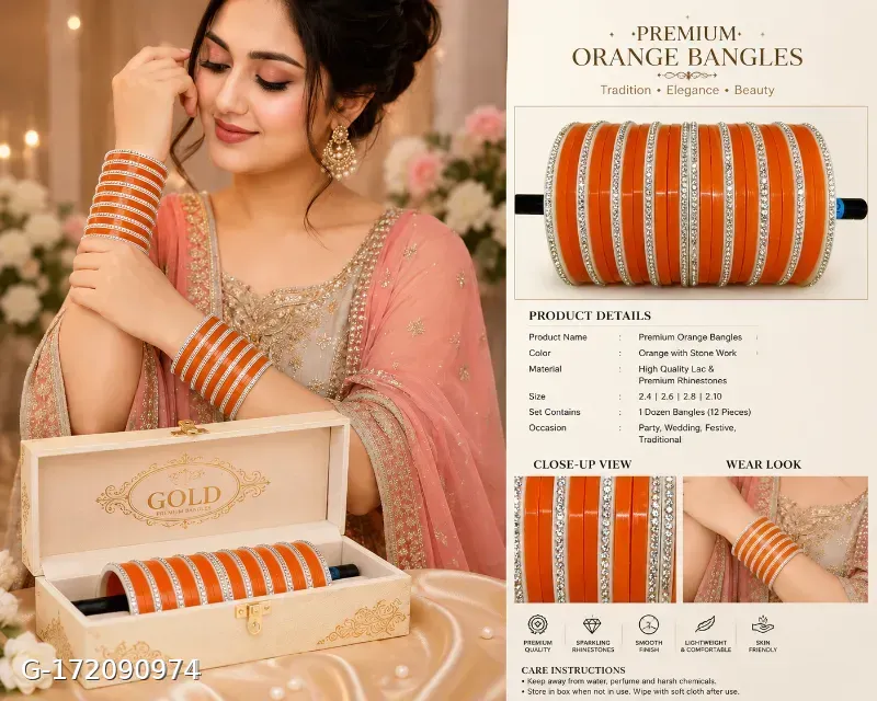 Daily wear mini chuda orange colour